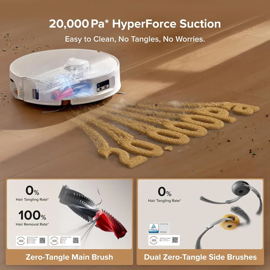 roborock Qrevo Curv 2 Flow 2026 New Robot Vacuum and Mop, 20,000 Pa, SpiraFlow Real-Time Self-Cleaning Roller Mop, Dual Zero-Tangle, AI Obstacle Avoidance, Heat-Washes & Dries Mop, Carpet Protection