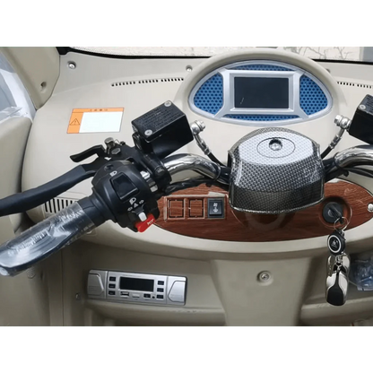 GIO GOLF ENCLOSED MOBILITY SCOOTER 60V 1200W, top speed 18mph, Range up to 30 miles, backup camera, heater, fan, alarm, media center, 500lb load capacity