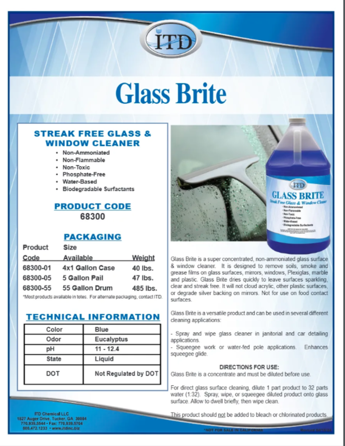 Glass Brite – Glass & Window Cleaner 1 Gallon