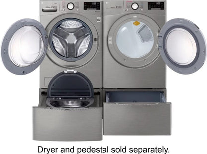 LG – 4.5 Cu. Ft. High-Efficiency Stackable Smart Front Load Washer with Steam and 6Motion Technology – Graphite steel